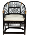 Horseshoe Back Chair with Bamboo Fretwork Geometric Motifs