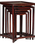 Set of Five Small Size Rosewood Nesting Tables with Humpback Stretchers