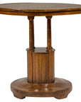 Midcentury Round Top Side Table with Column Supports and Tambour Base