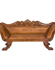 Antique Dutch Colonial Settee with Original Leather and Carved Wood Details-1. Asian & Chinese Furniture, Art, Antiques, Vintage Home Décor for sale at FEA Home