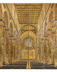Renaissance-Inspired 4-Panel Gilded Screen with Raised Architectural Design