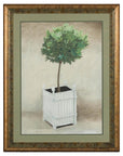 Midcentury Minimalist Botanical Print in Custom Gold Frame under Glass