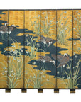 Vintage Chinoiserie Six-Panel Decorative Screen with Birds and Gilded Landscape