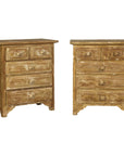 Pair of Distressed Vintage Nightstands with Subtle Brown and Green Patina