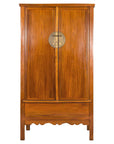 Late Qing Dynasty Elm Armoire with Storage Drawers and Hidden Lower Compartment