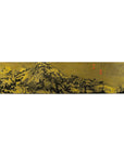 Expansive Chinese Metal Wall Art with Gold and Black Mountainous Scene