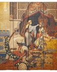 Four-Panel Orientalist Screen Depicting Lavish Interior