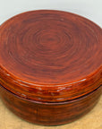 Five Nested Red Brown Wooden Storage Bowls with Lids - FEA Home