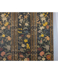 Four-Panel Black Screen with Polychrome Floral Design