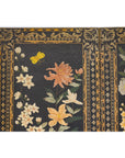 Four-Panel Black Screen with Polychrome Floral Design