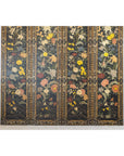 Four-Panel Black Screen with Polychrome Floral Design