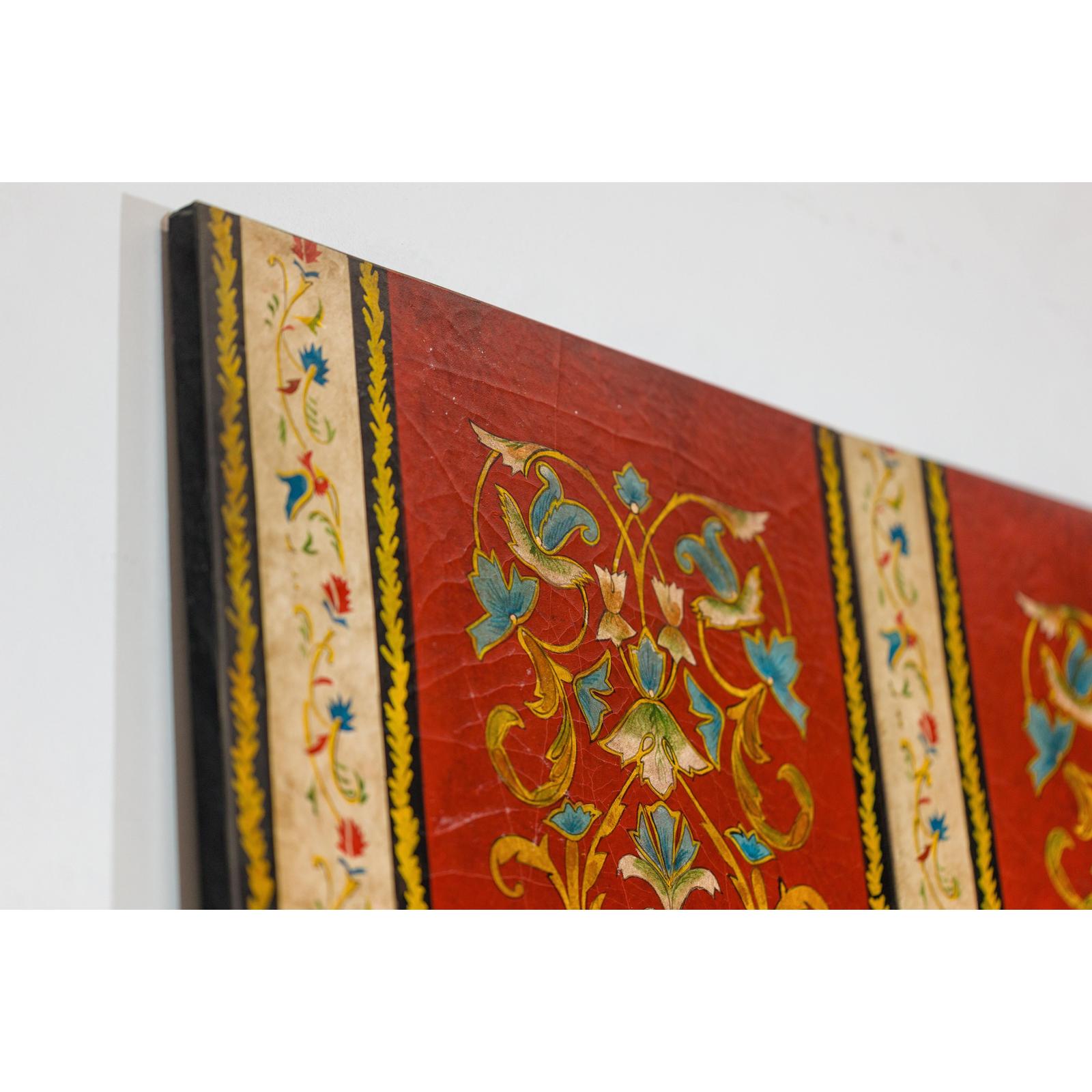Four-Panel Red Lacquer Folding Screen with Hand-Painted Floral Scrollwork-16. Asian &amp; Chinese Furniture, Art, Antiques, Vintage Home Décor for sale at FEA Home