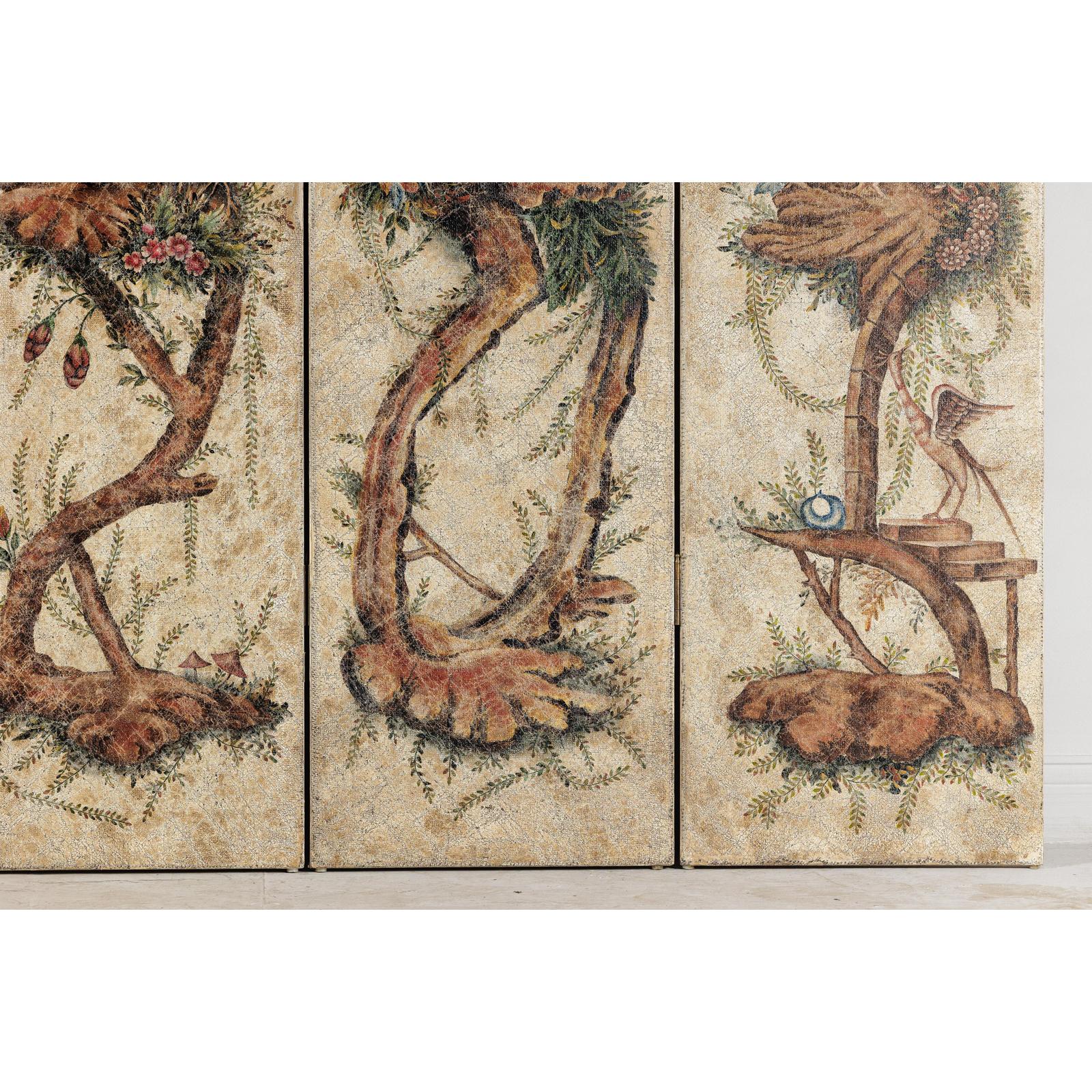 Four-Panel Scalloped Folding Screen with Painted Chinoiserie Motifs-8. Asian &amp; Chinese Furniture, Art, Antiques, Vintage Home Décor for sale at FEA Home
