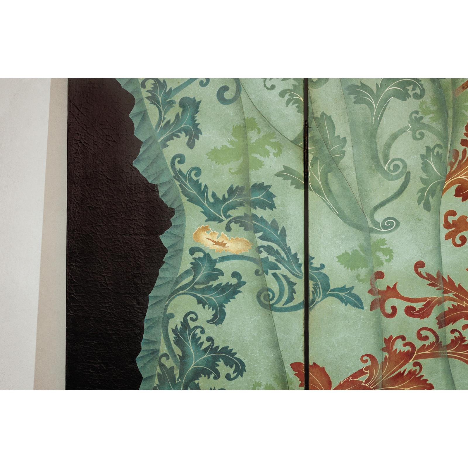Four-Panel Screen with Hand-Painted Drapery and Tassel Motif-10. Asian &amp; Chinese Furniture, Art, Antiques, Vintage Home Décor for sale at FEA Home