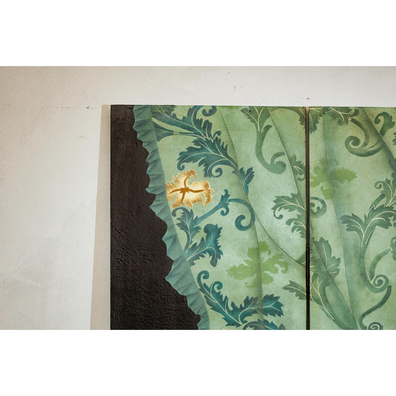 Four-Panel Screen with Hand-Painted Drapery and Tassel Motif-11. Asian &amp; Chinese Furniture, Art, Antiques, Vintage Home Décor for sale at FEA Home