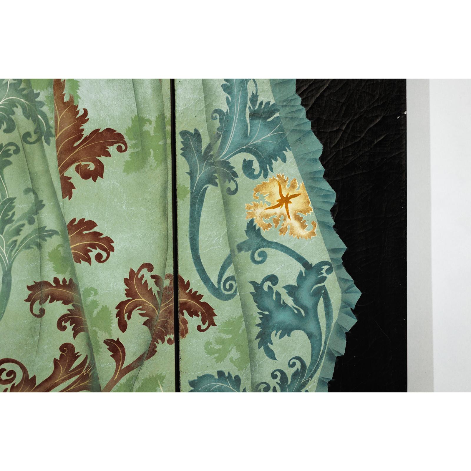 Four-Panel Screen with Hand-Painted Drapery and Tassel Motif-14. Asian &amp; Chinese Furniture, Art, Antiques, Vintage Home Décor for sale at FEA Home
