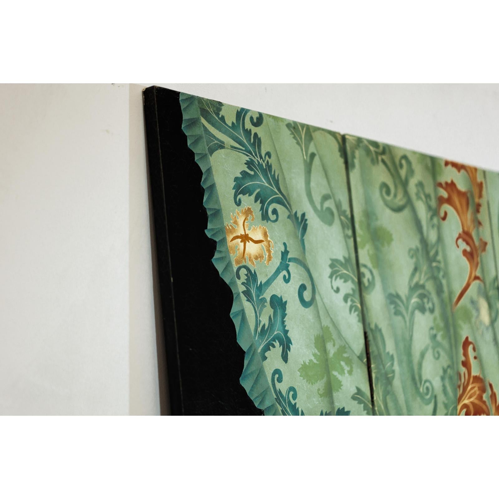 Four-Panel Screen with Hand-Painted Drapery and Tassel Motif-15. Asian &amp; Chinese Furniture, Art, Antiques, Vintage Home Décor for sale at FEA Home