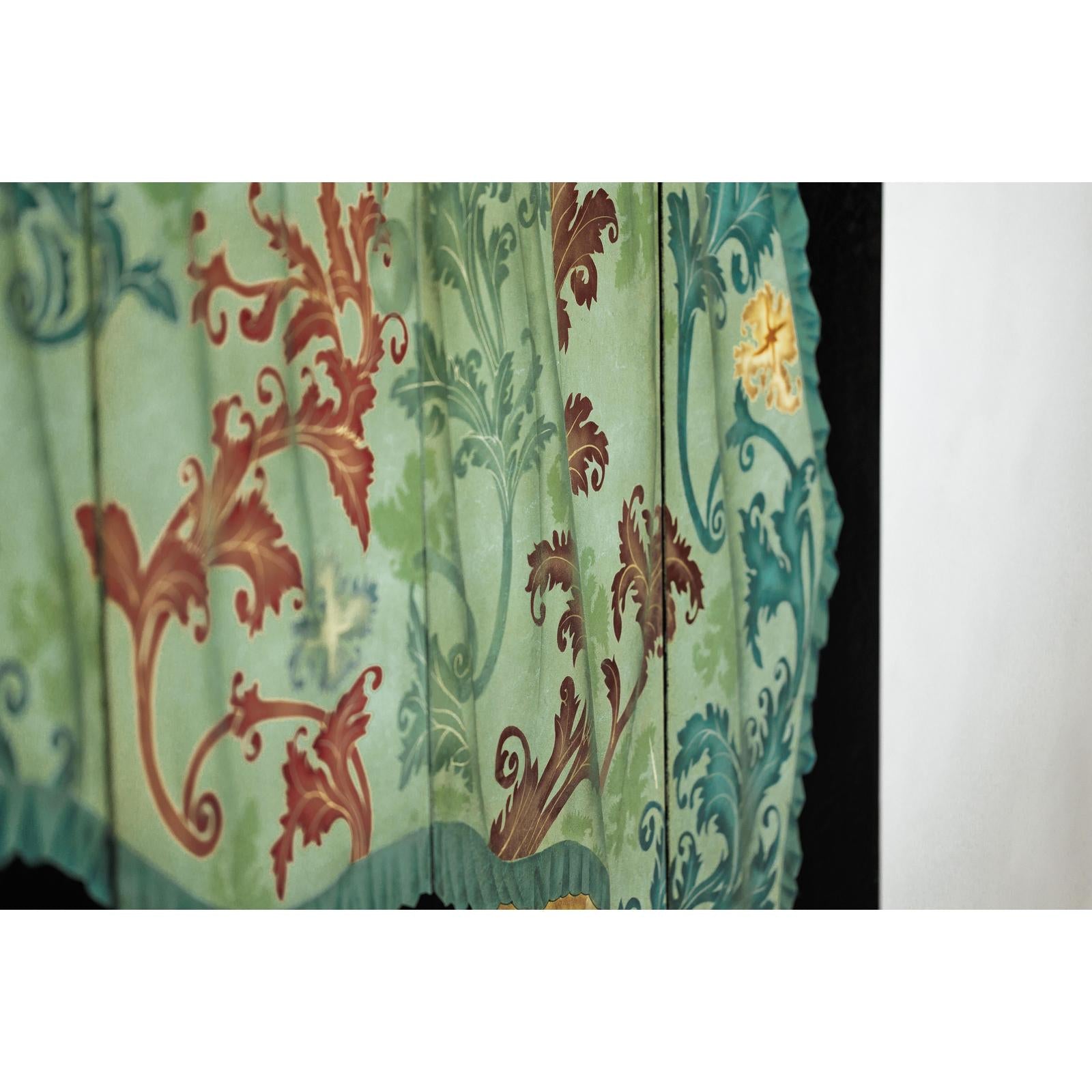 Four-Panel Screen with Hand-Painted Drapery and Tassel Motif-17. Asian &amp; Chinese Furniture, Art, Antiques, Vintage Home Décor for sale at FEA Home