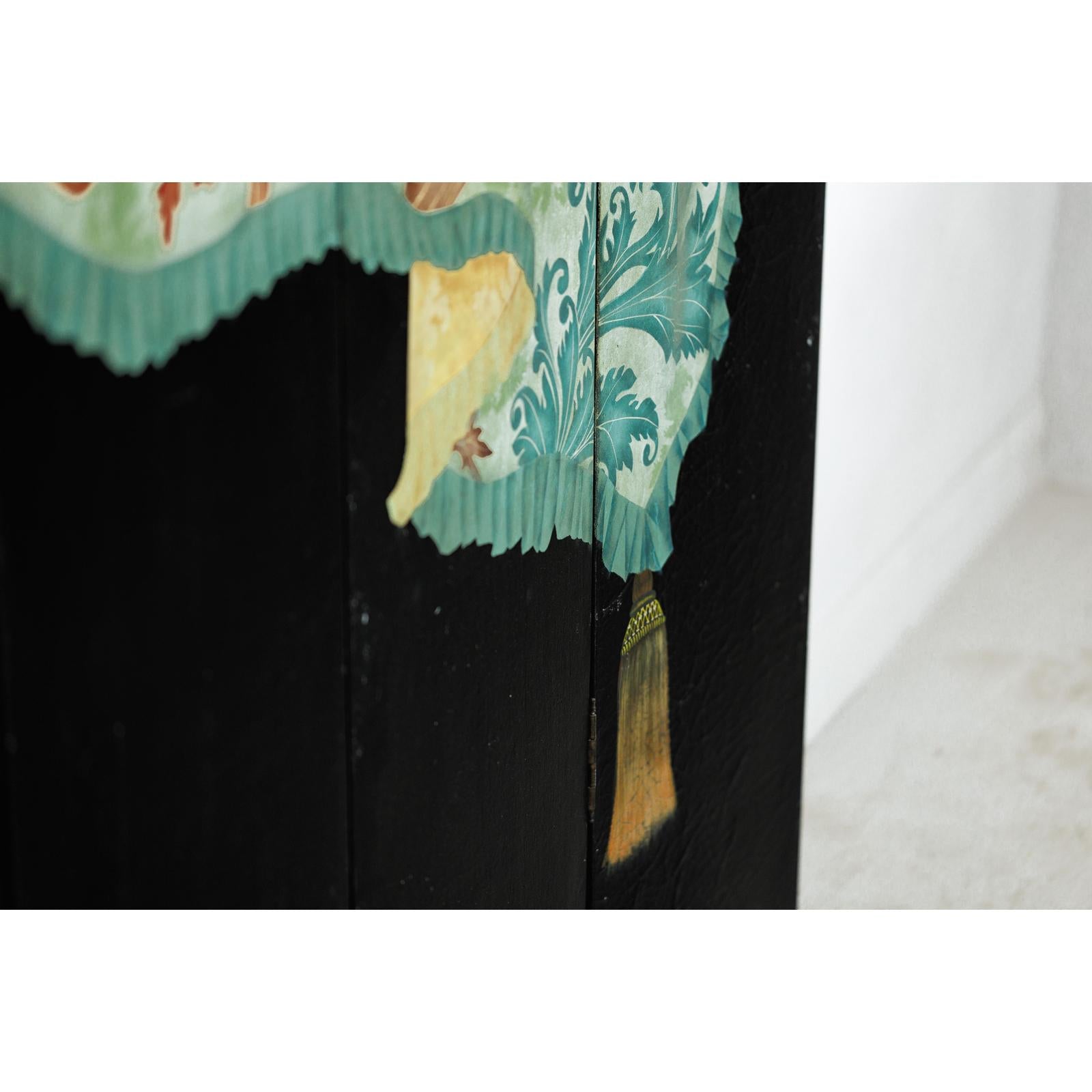 Four-Panel Screen with Hand-Painted Drapery and Tassel Motif-18. Asian &amp; Chinese Furniture, Art, Antiques, Vintage Home Décor for sale at FEA Home