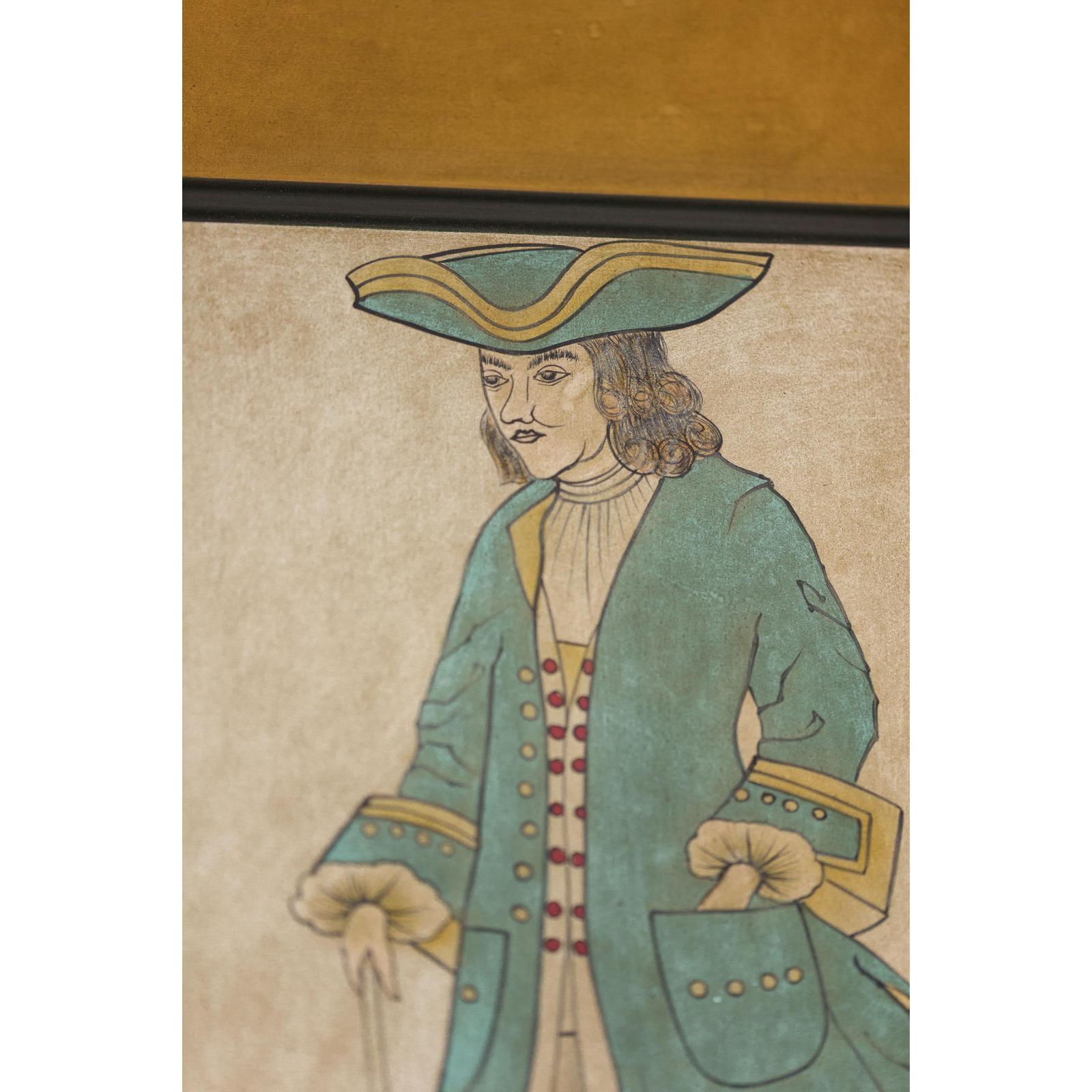 Four-Panel Screen with Painted Theatrical Costume Figures on Raised Panels-18. Asian &amp; Chinese Furniture, Art, Antiques, Vintage Home Décor for sale at FEA Home