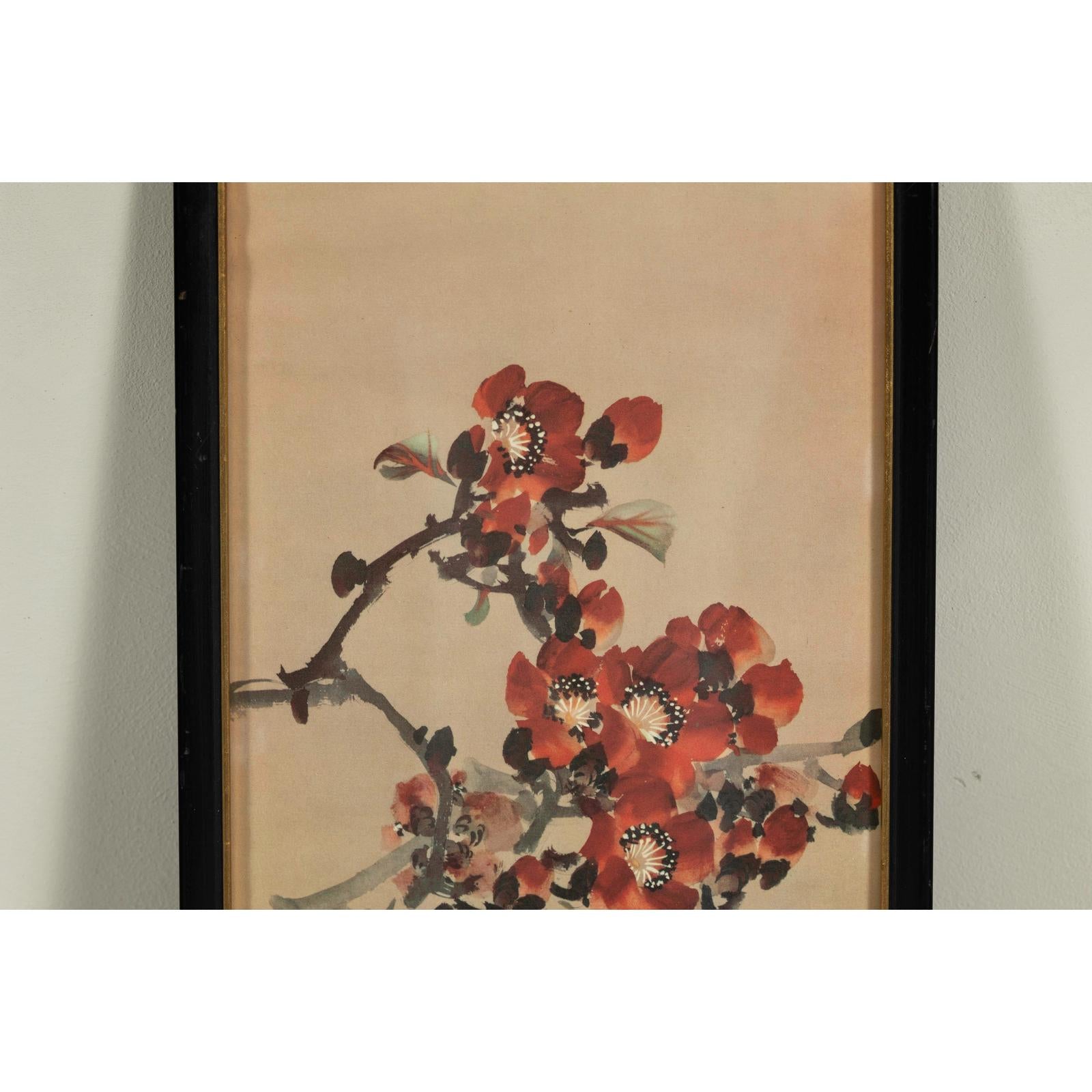 Framed Watercolor Painting of Bird on Flowering Branch-10. Asian &amp; Chinese Furniture, Art, Antiques, Vintage Home Décor for sale at FEA Home