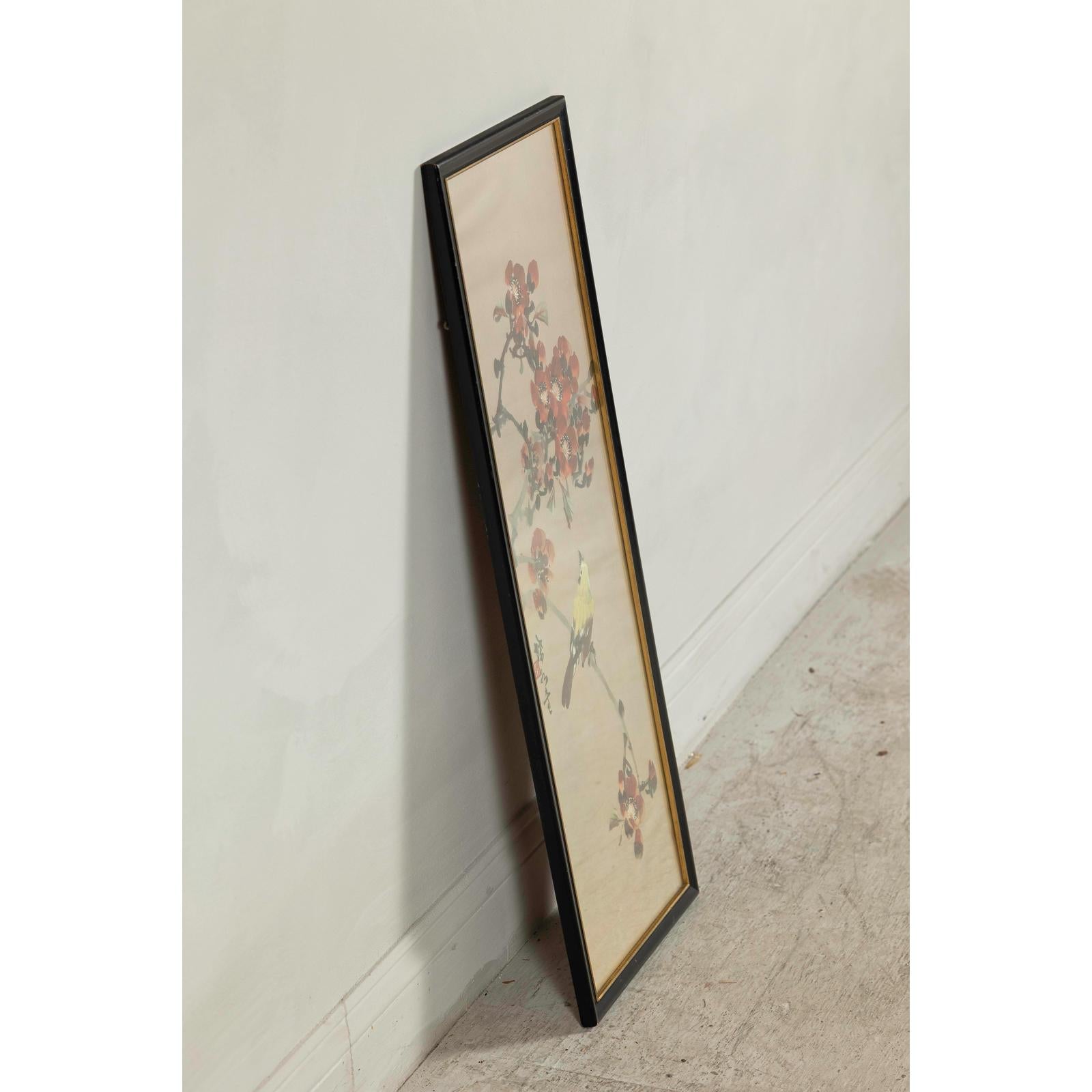 Framed Watercolor Painting of Bird on Flowering Branch-13. Asian &amp; Chinese Furniture, Art, Antiques, Vintage Home Décor for sale at FEA Home