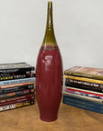 Glazed Apple Red Ceramic Vase with Skinny Mustard Green Neck - FEA Home
