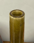 Glazed Apple Red Ceramic Vase with Skinny Mustard Green Neck - FEA Home
