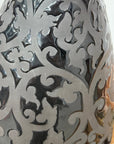 Glazed Midnight Black Ceramic Vase with Curled Floral Design - FEA Home