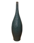 Glazed Teal & Amber Textured Ceramic Vase with Narrow Neck - FEA Home