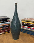Glazed Teal & Amber Textured Ceramic Vase with Narrow Neck - FEA Home