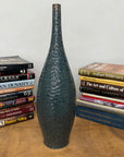 Glazed Teal & Amber Textured Ceramic Vase with Narrow Neck - FEA Home