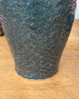 Glazed Teal & Amber Textured Ceramic Vase with Narrow Neck - FEA Home