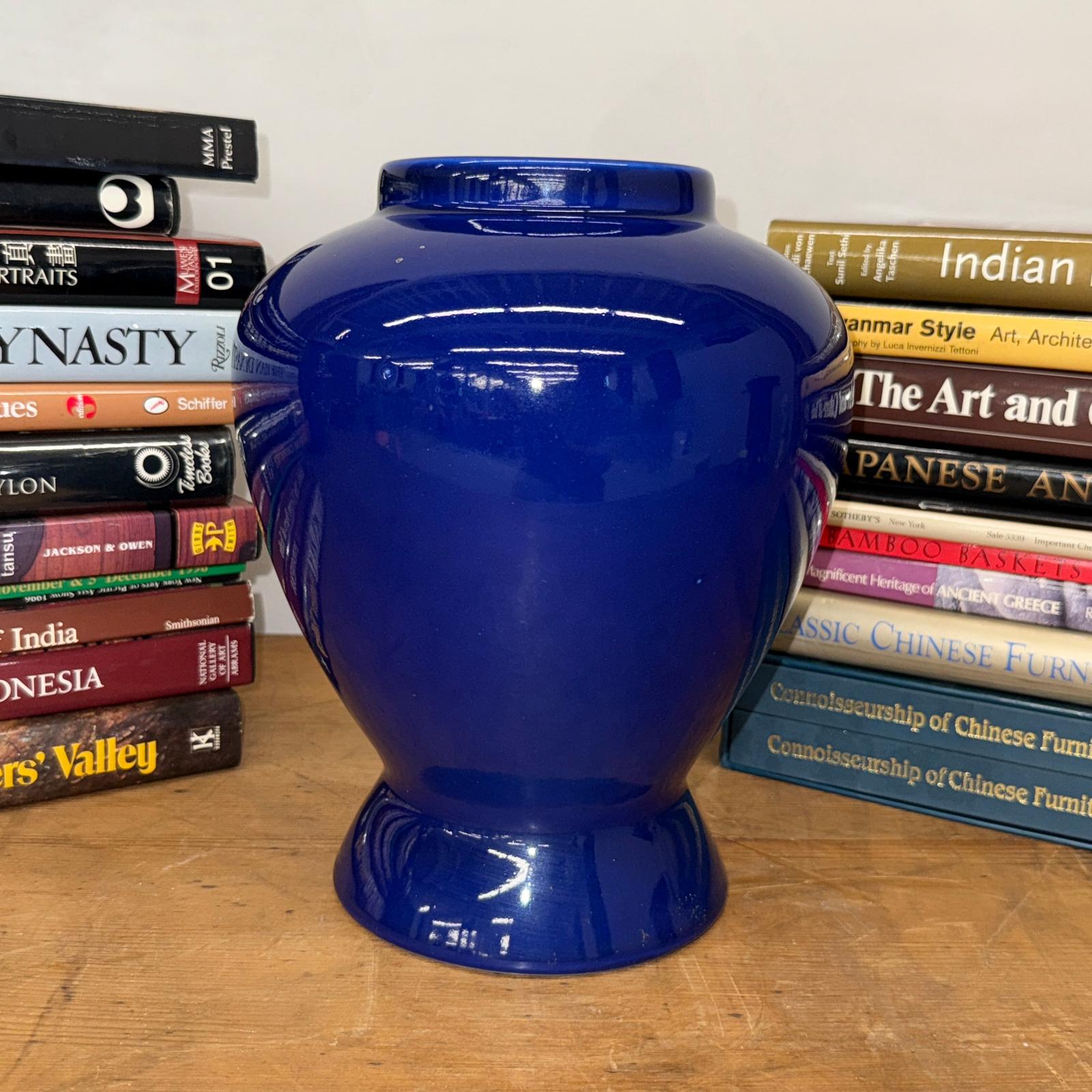 Glossy Deep Cobalt Blue Vase with Rounded Baluster Form, SKU , image 2