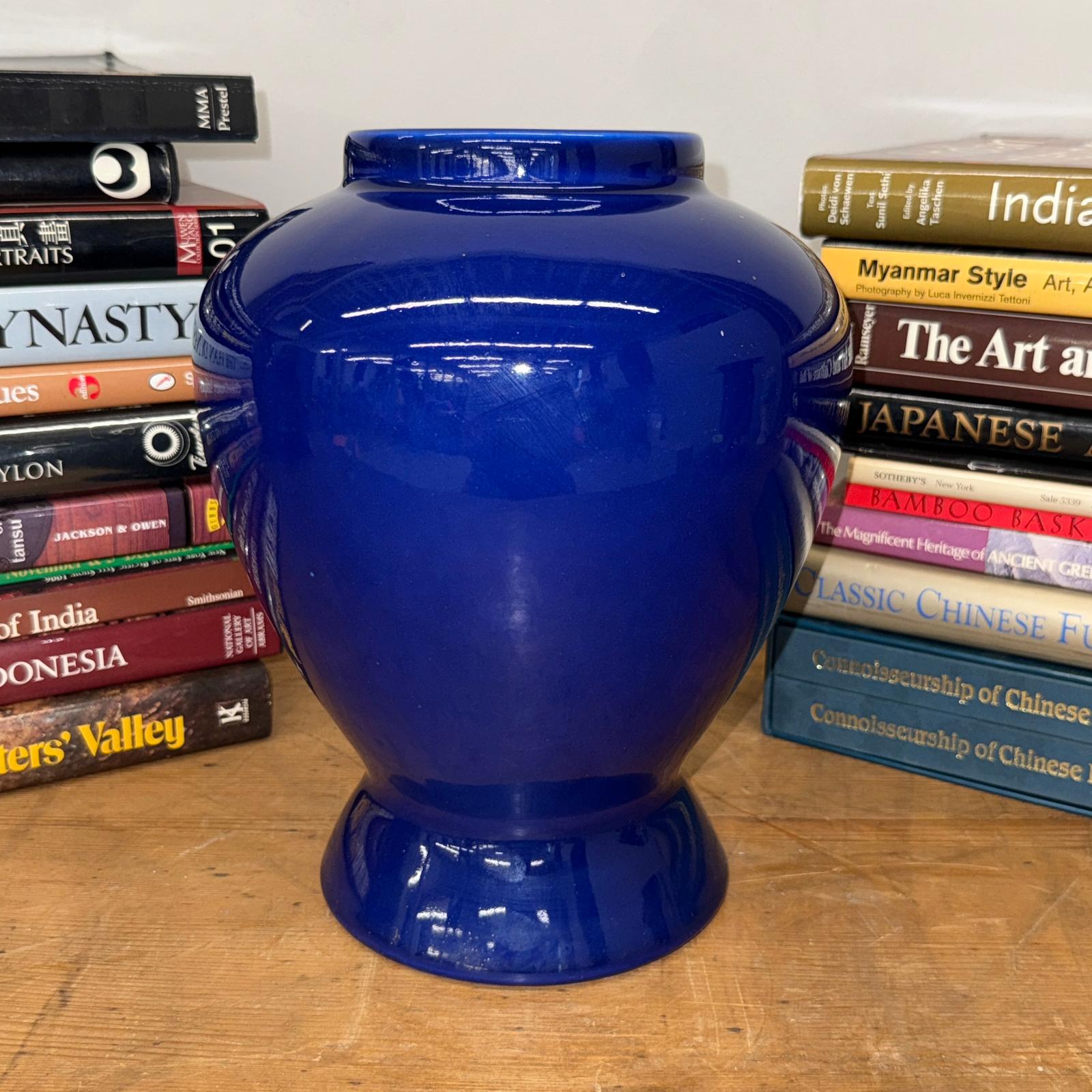 Glossy Deep Cobalt Blue Vase with Rounded Baluster Form, SKU , image 3