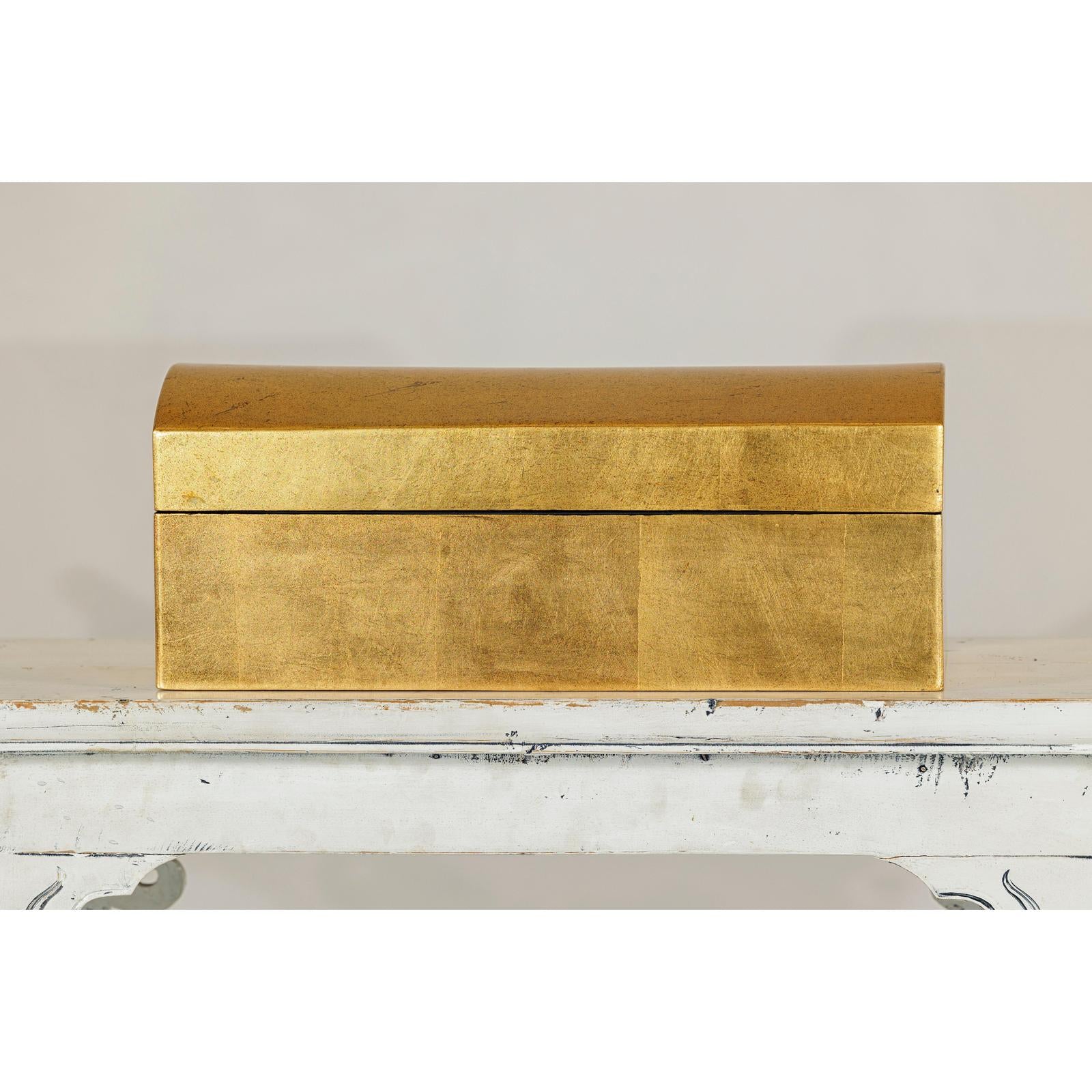 Gold Gilt Wooden Decorative Treasure Box with Arched Lid-10. Asian &amp; Chinese Furniture, Art, Antiques, Vintage Home Décor for sale at FEA Home