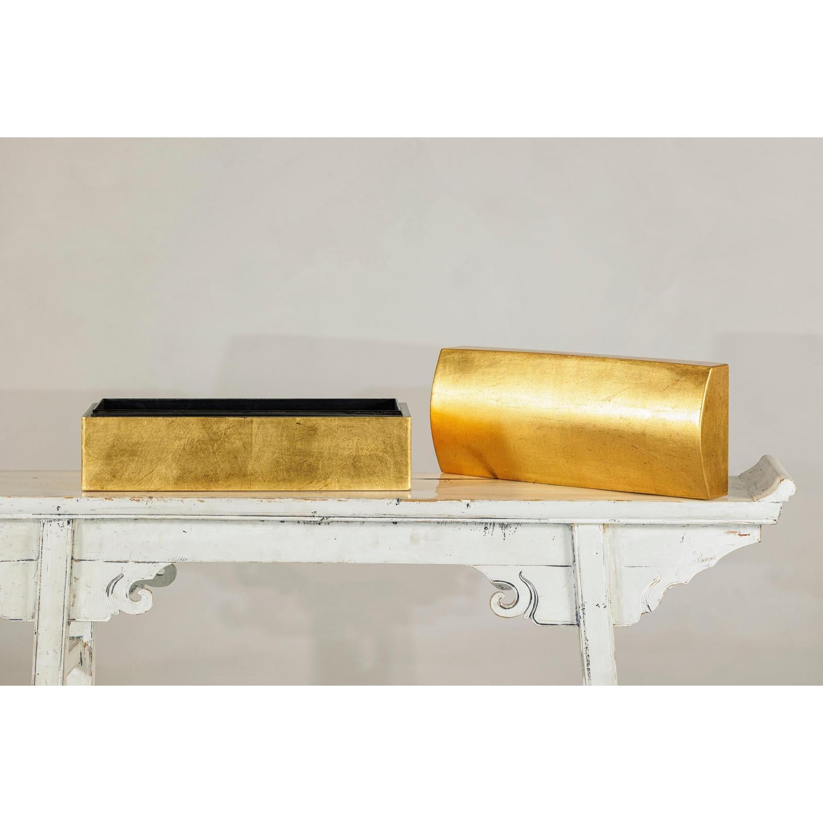 Gold Gilt Wooden Decorative Treasure Box with Arched Lid-11. Asian &amp; Chinese Furniture, Art, Antiques, Vintage Home Décor for sale at FEA Home