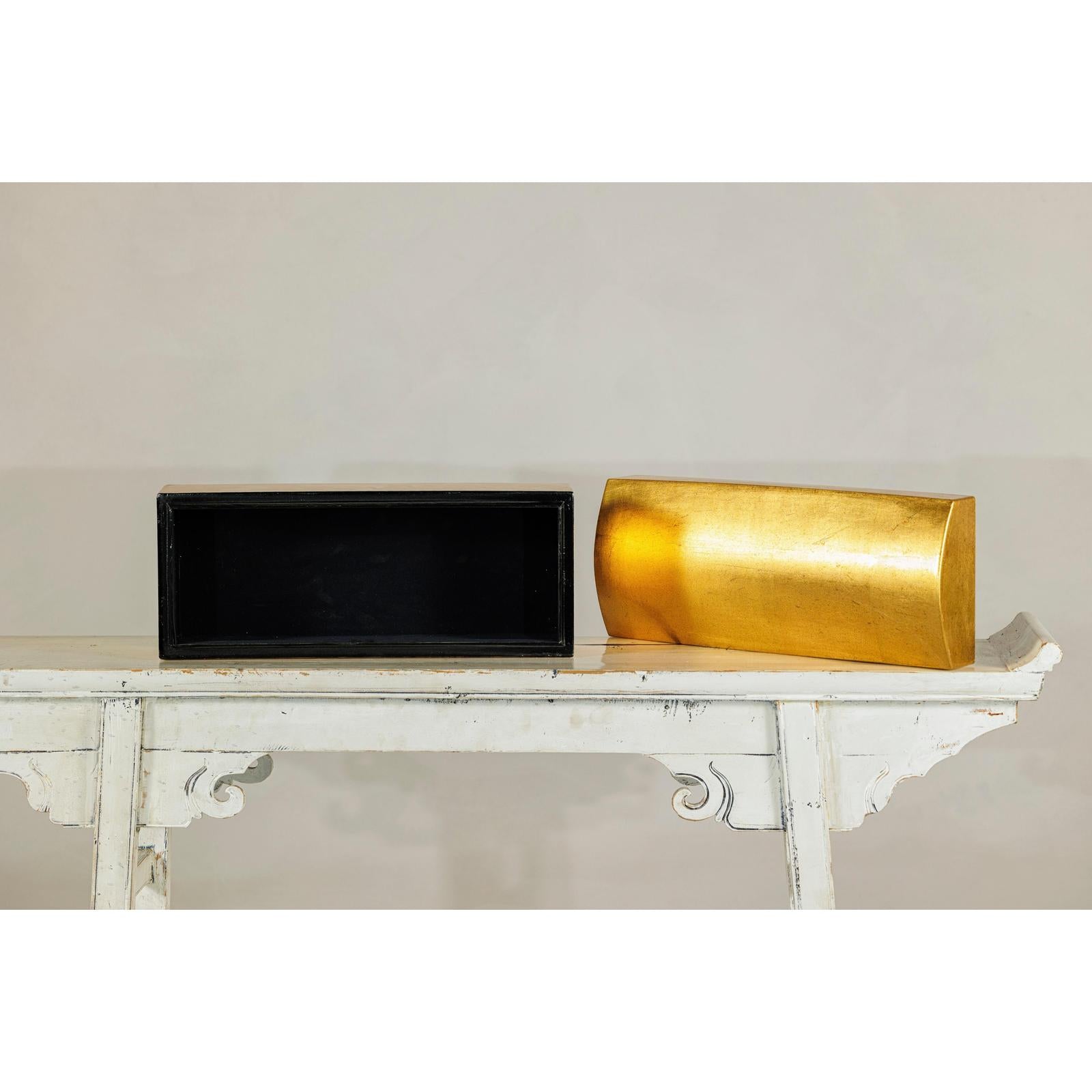 Gold Gilt Wooden Decorative Treasure Box with Arched Lid-12. Asian &amp; Chinese Furniture, Art, Antiques, Vintage Home Décor for sale at FEA Home