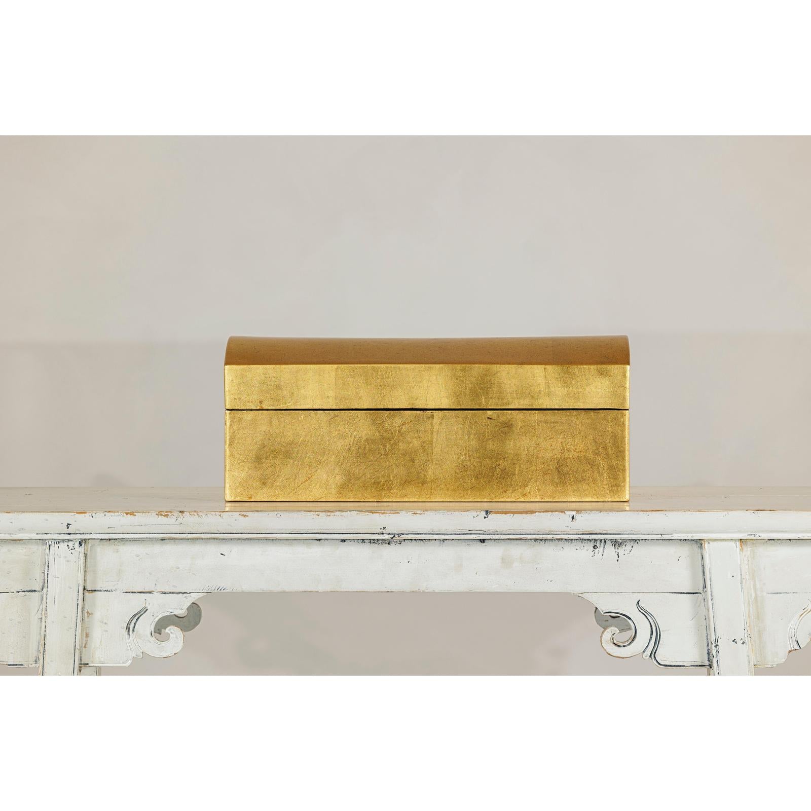 Gold Gilt Wooden Decorative Treasure Box with Arched Lid-13. Asian &amp; Chinese Furniture, Art, Antiques, Vintage Home Décor for sale at FEA Home