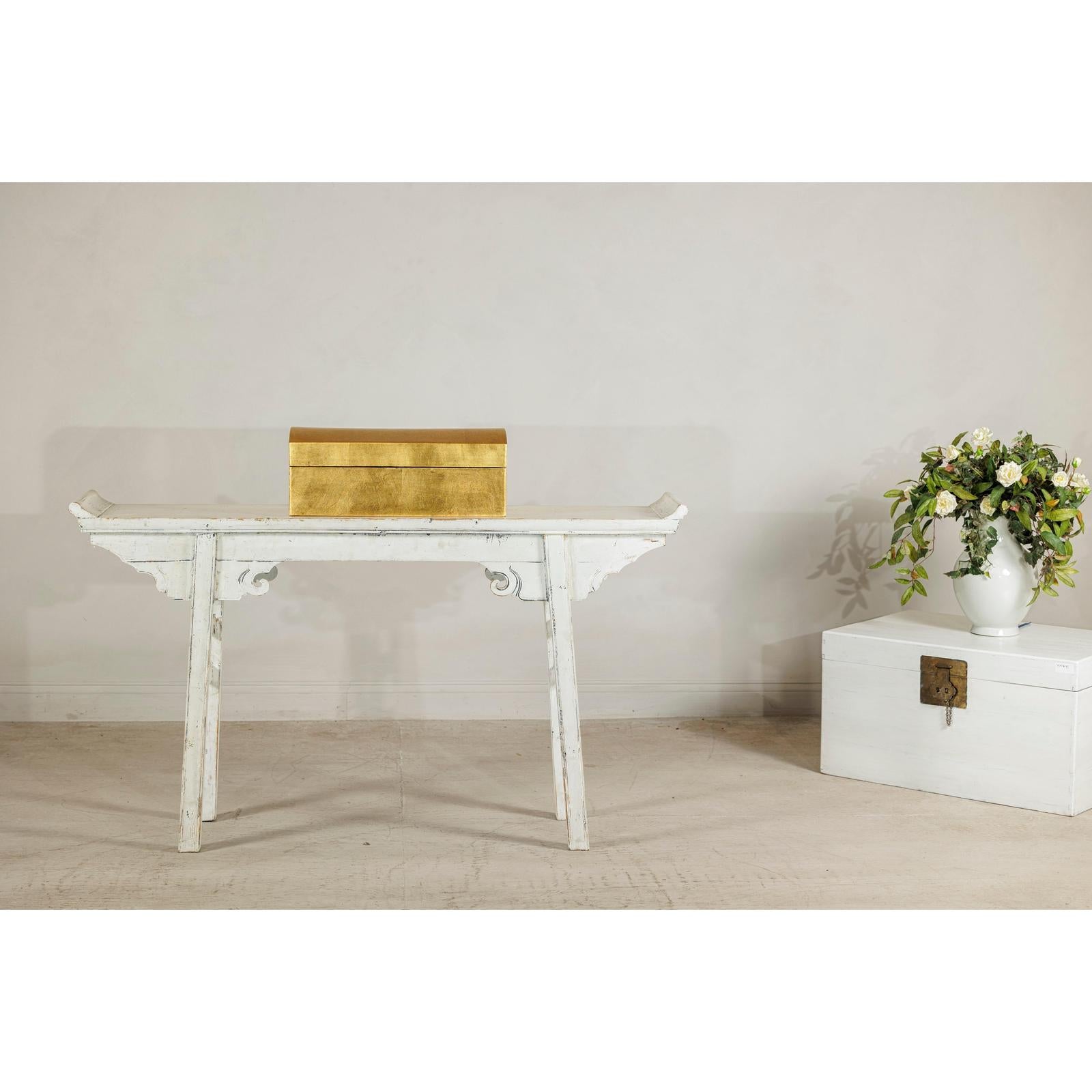 Gold Gilt Wooden Decorative Treasure Box with Arched Lid-2. Asian &amp; Chinese Furniture, Art, Antiques, Vintage Home Décor for sale at FEA Home