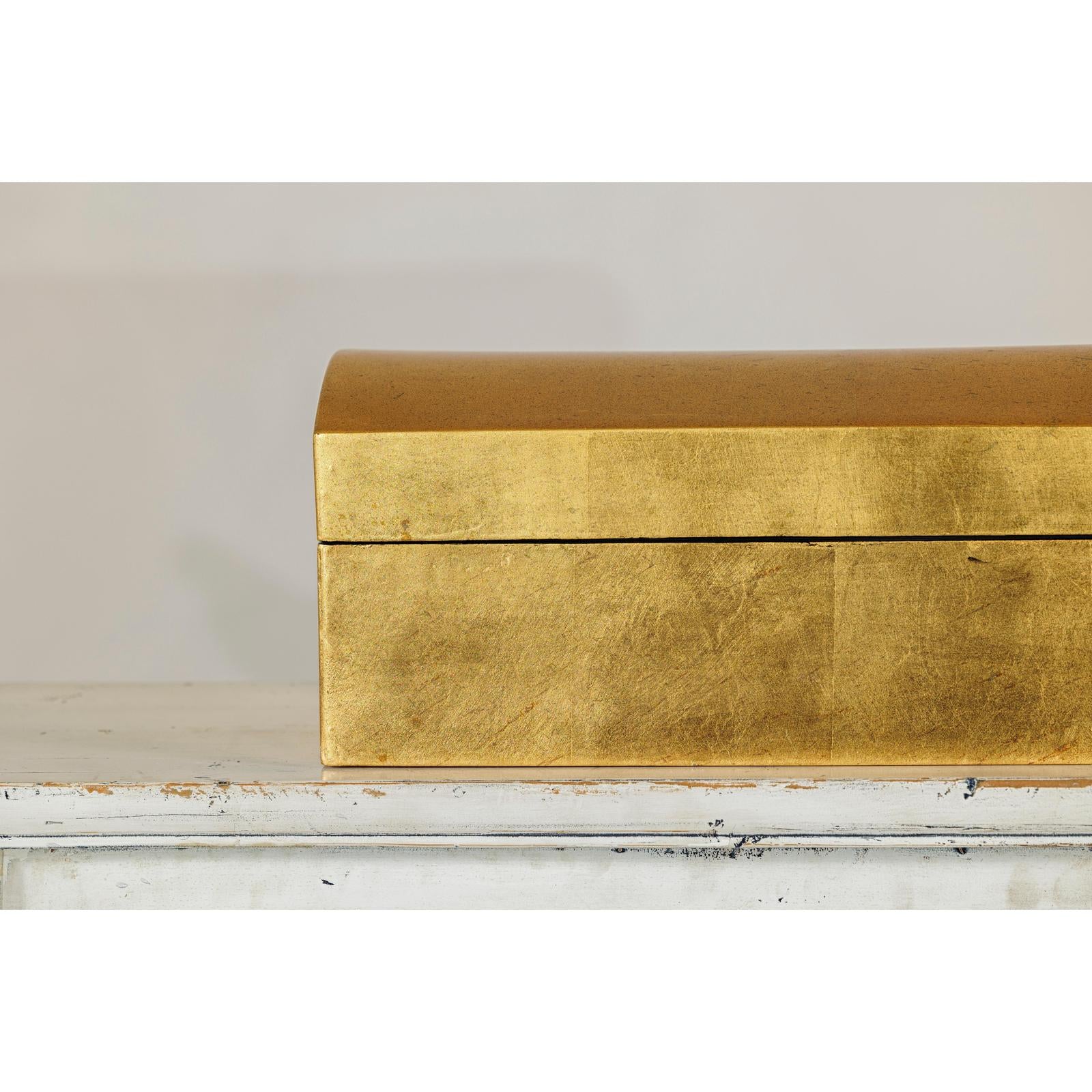 Gold Gilt Wooden Decorative Treasure Box with Arched Lid-3. Asian &amp; Chinese Furniture, Art, Antiques, Vintage Home Décor for sale at FEA Home