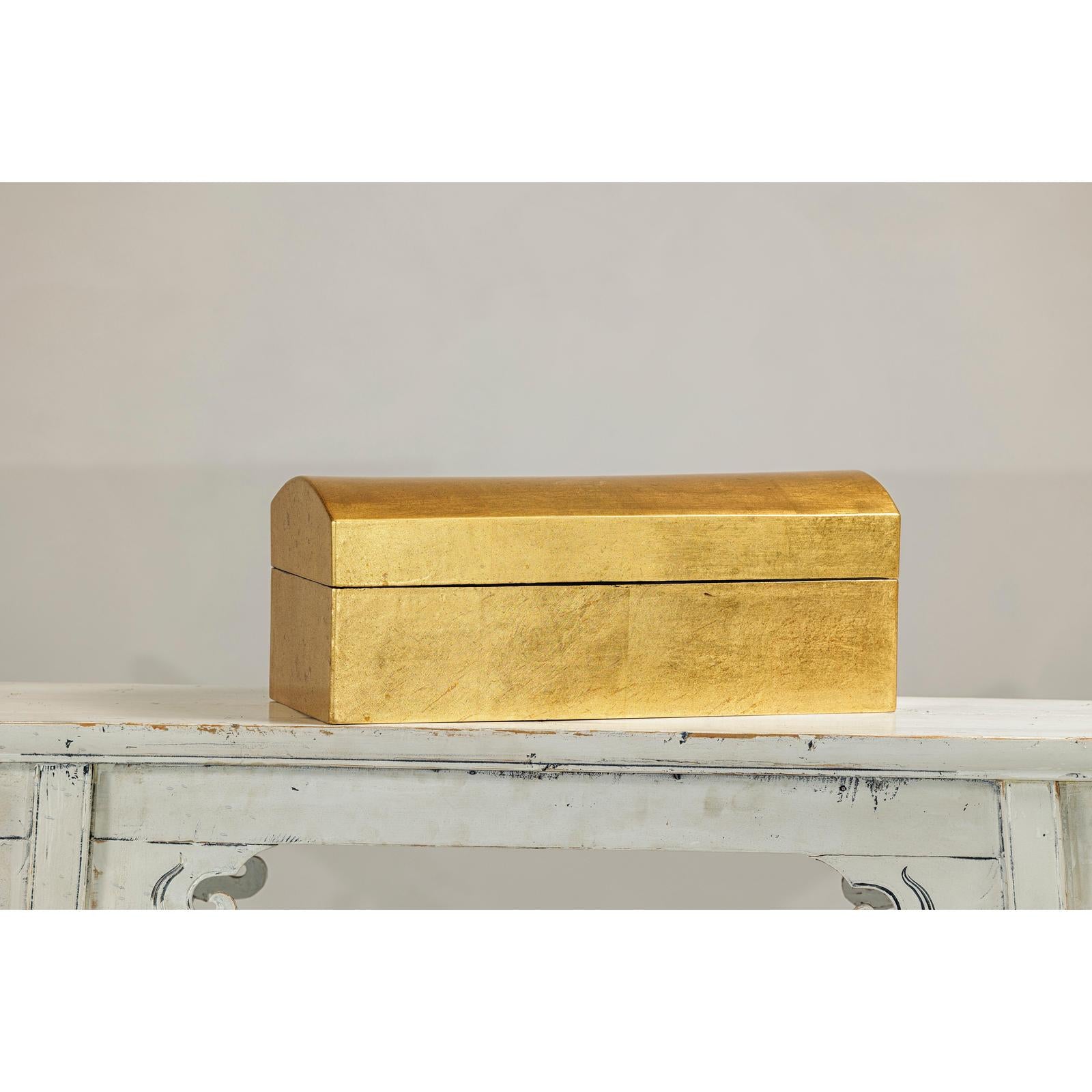 Gold Gilt Wooden Decorative Treasure Box with Arched Lid-7. Asian &amp; Chinese Furniture, Art, Antiques, Vintage Home Décor for sale at FEA Home