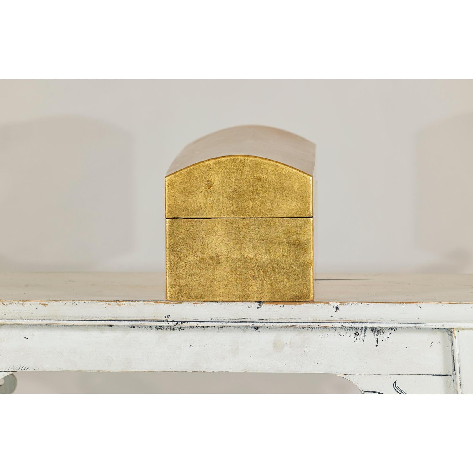 Gold Gilt Wooden Decorative Treasure Box with Arched Lid-8. Asian &amp; Chinese Furniture, Art, Antiques, Vintage Home Décor for sale at FEA Home