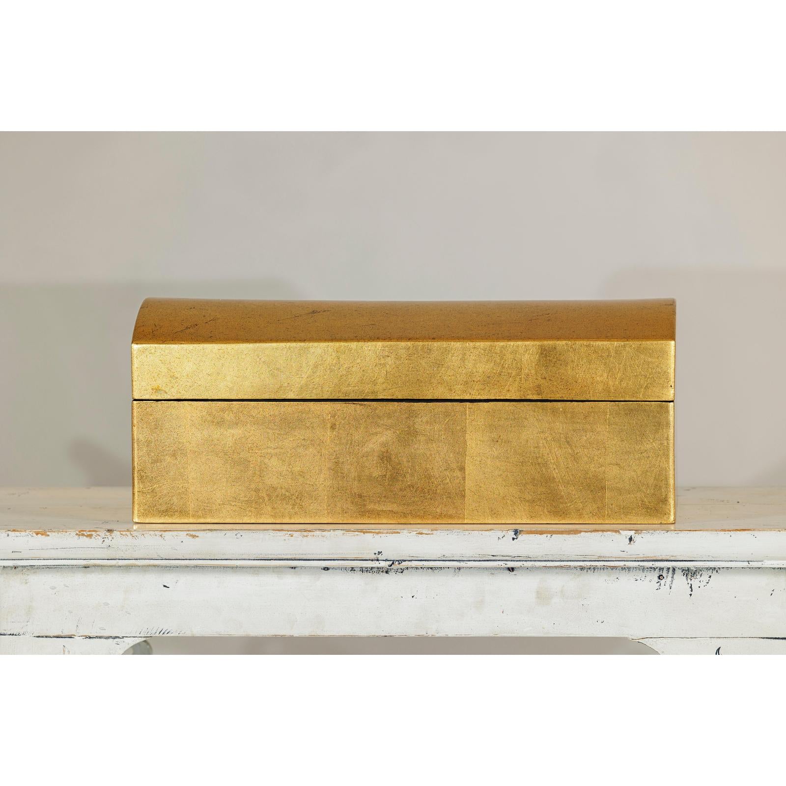 Gold Gilt Wooden Decorative Treasure Box with Arched Lid-9. Asian &amp; Chinese Furniture, Art, Antiques, Vintage Home Décor for sale at FEA Home