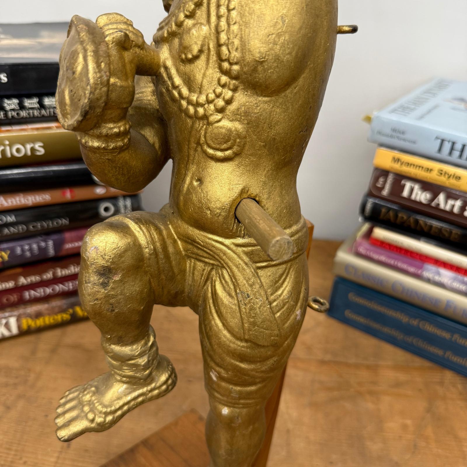 Golden Gilded Wood Hanuman Sculpture - FEA Home