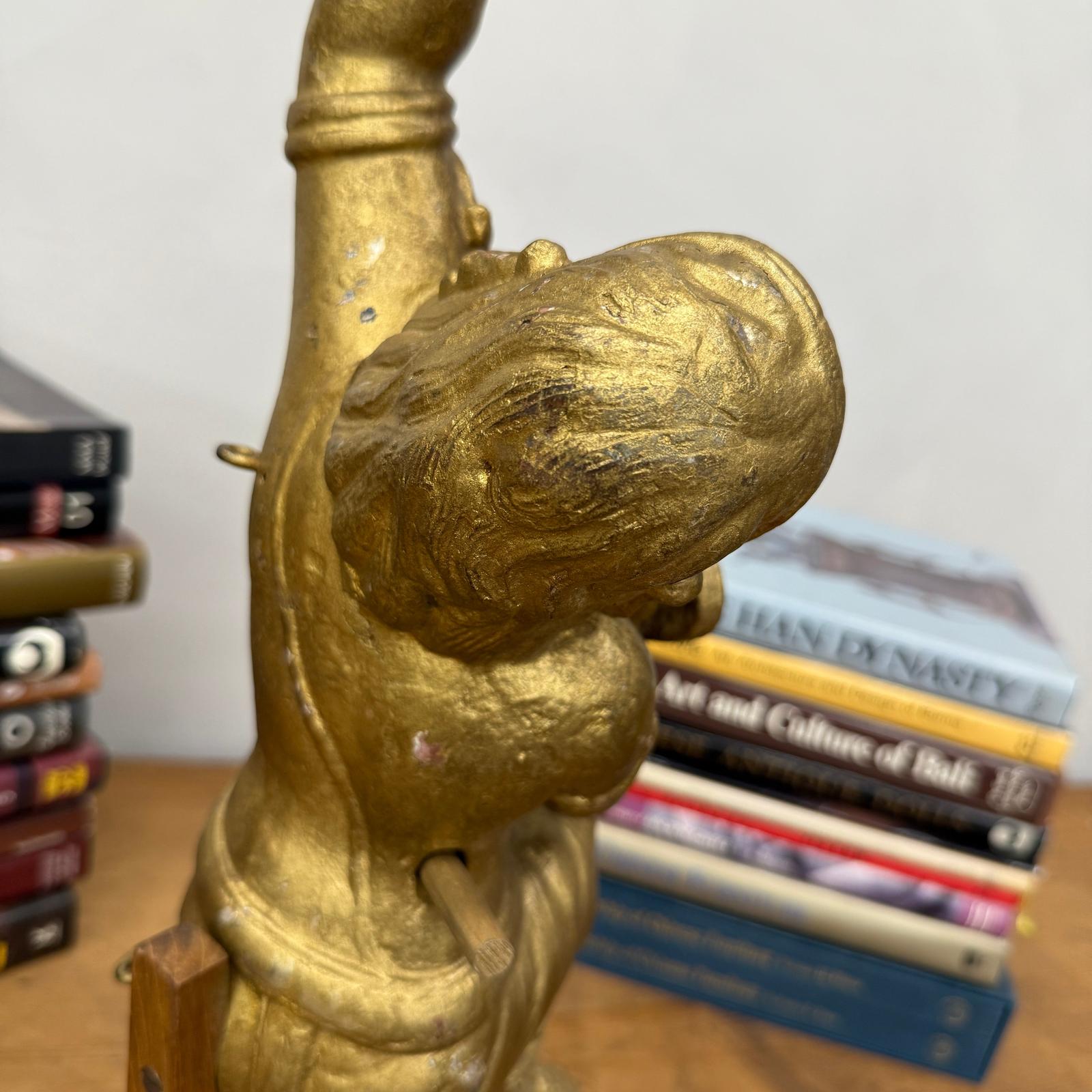 Golden Gilded Wood Hanuman Sculpture - FEA Home