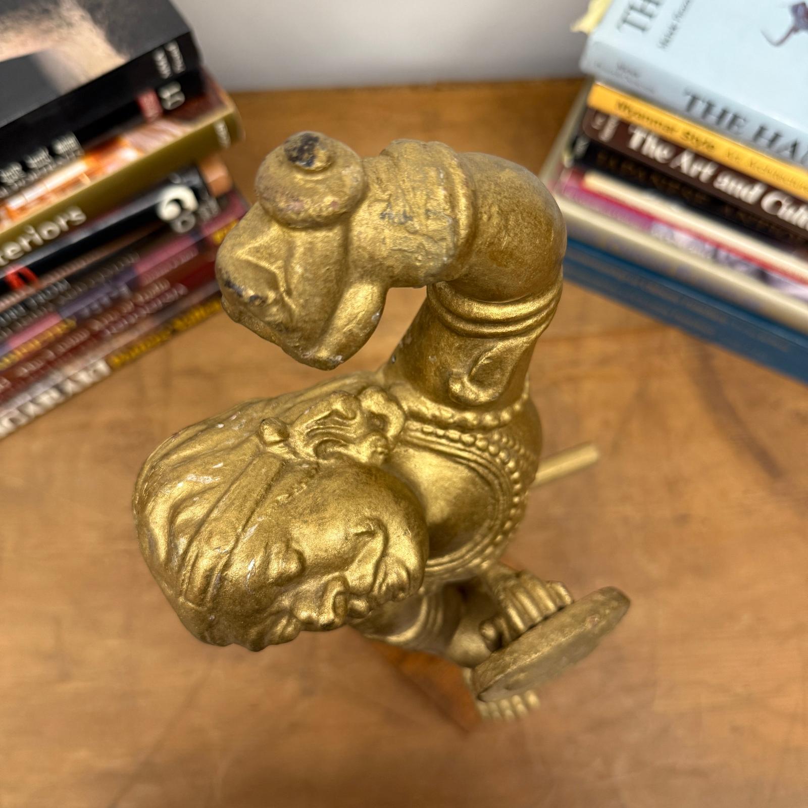 Golden Gilded Wood Hanuman Sculpture - FEA Home