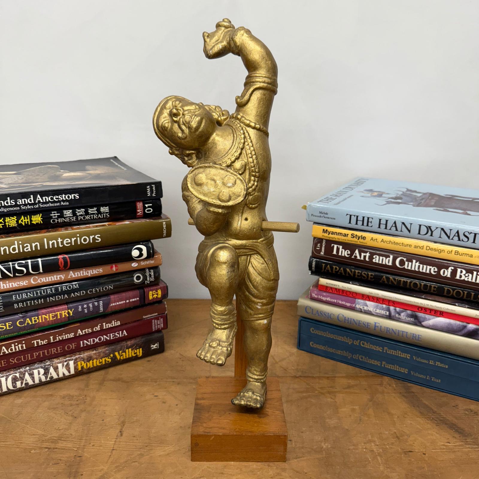 Golden Gilded Wood Hanuman Sculpture - FEA Home