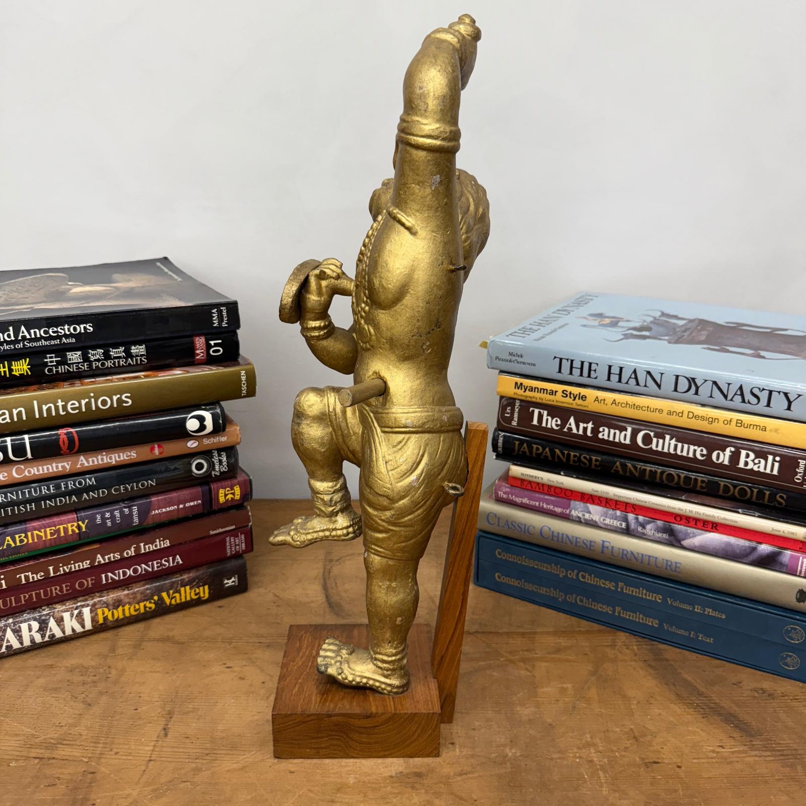 Golden Gilded Wood Hanuman Sculpture - FEA Home