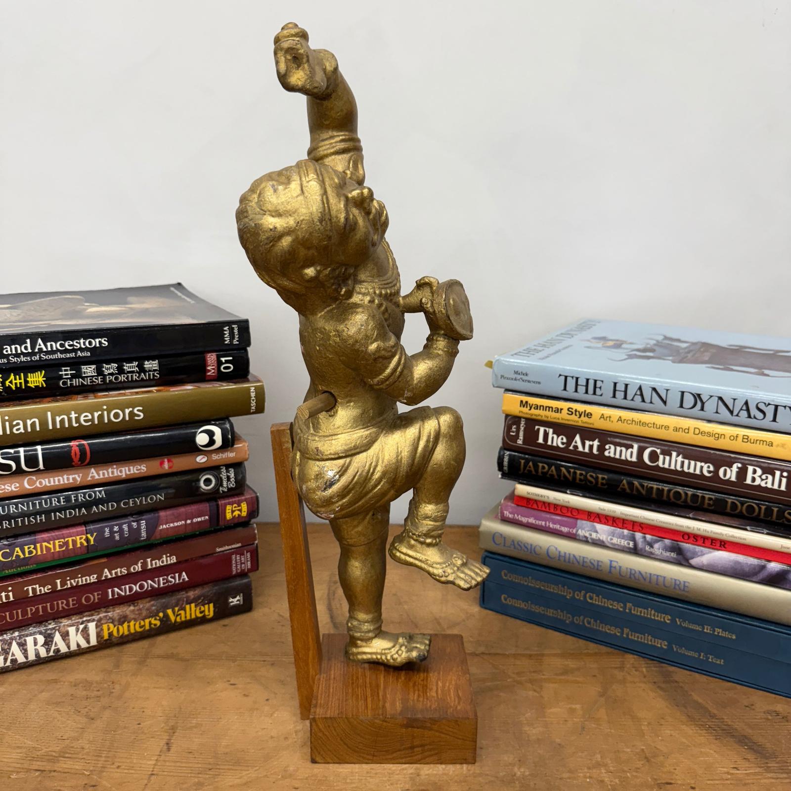 Golden Gilded Wood Hanuman Sculpture - FEA Home